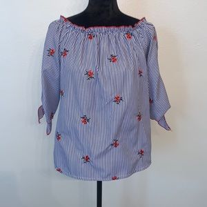 Ces Femme Off the shoulder floral and stripe top M